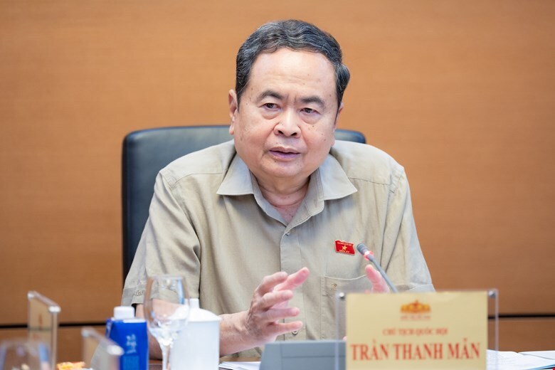 Chủ tịch Quốc hội Trần Thanh Mẫn phát biểu chỉ đạo tại cuộc làm việc.