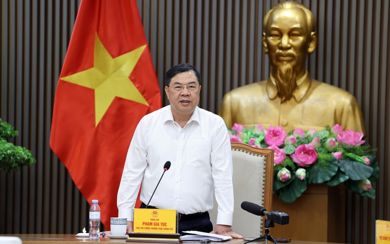 Phó Thủ tướng thường trực Phạm Gia Túc yêu cầu bảo đảm nguồn cung, chất lượng và quyền lợi người tiêu dùng khi chuyển đổi sang xăng E10 - Ảnh: VGP/Phương Nguyên