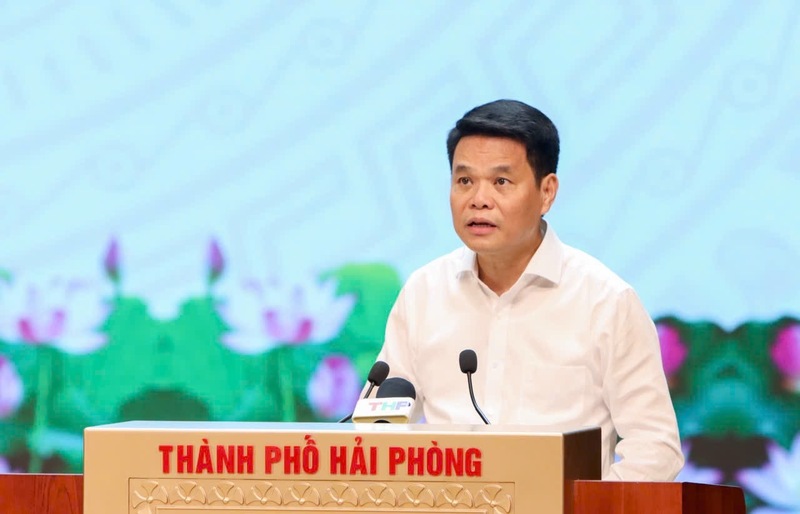 Bí thư Thành ủy Hải Phòng Lê Ngọc Châu phát biểu tại hội nghị. Ảnh: HP