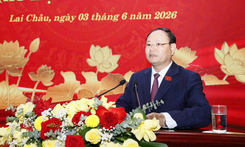 Bí thư Tỉnh ủy, Chủ tịch HĐND tỉnh Lai Châu Lê Minh Ngân phát biểu tại Kỳ họp. Ảnh: CTV