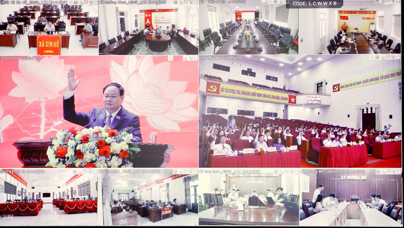 Kỳ họp thứ ba (kỳ họp chuyên đề) HĐND tỉnh Lai Châu được tổ chức bằng hình thức trực tiếp kết hợp trực tuyến đến các xã, phường trên địa bàn tỉnh. Ảnh: CTV