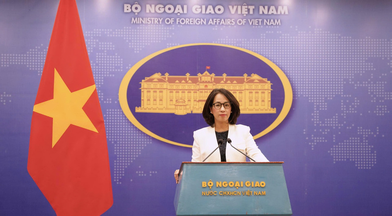 Người phát ngôn Bộ Ngoại giao Việt Nam Phạm Thu Hằng đã trả lời câu hỏi của phóng viên tại buổi họp báo. Ảnh: Diệu Linh