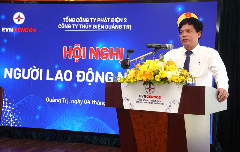 Ông Lê Quốc Vũ, Phó Tổng giám đốc EVNGENCO2 phát biểu chỉ đạo Hội nghị. Ảnh: Diệu Bình