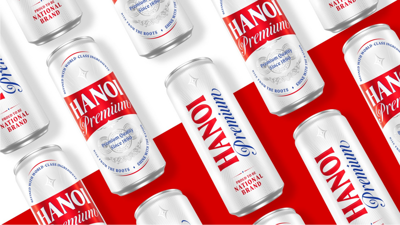 Diện mạo mới của Hanoi Premium mang đến một ngôn ngữ thiết kế hiện đại, sắc nét và đầy chiều sâu trong từng đường nét. Ảnh: HABECO