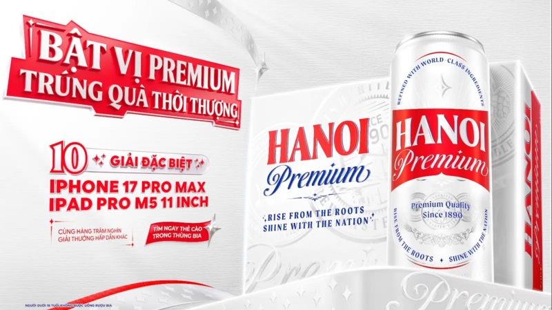 Hanoi Premium triển khai Chương trình Khuyến mại “Bật vị Premium – Trúng quà thời thượng”. Ảnh: HABECO