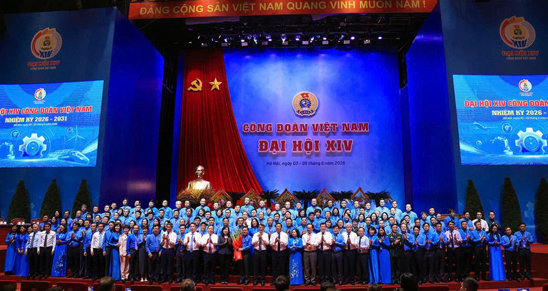Đại hội Công đoàn Việt Nam lần thứ XIV diễn ra từ sáng ngày 3/6 đến sáng 5/6/2026 tại Thủ đô Hà Nội với sự tham dự của 780 đại biểu. Ảnh: Tuấn Anh