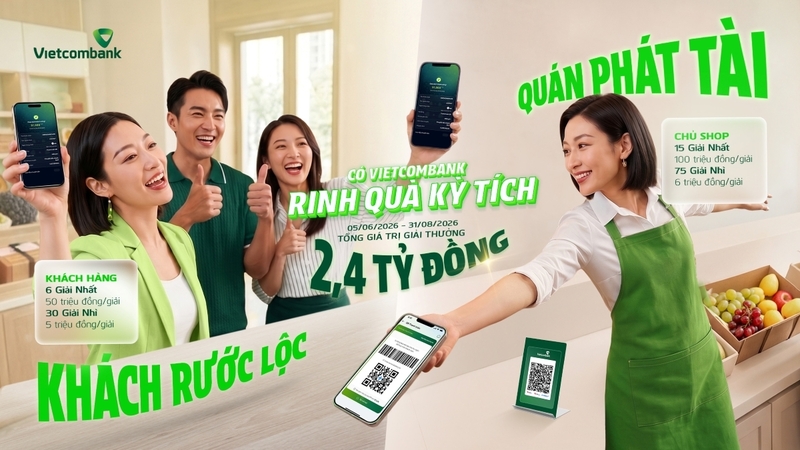 “Có Vietcombank - Rinh quà kỳ tích” giúp người bán và người mua đều có cơ hội nhận thưởng khi tham gia giao dịch trong hệ sinh thái thanh toán số của Vietcombank.