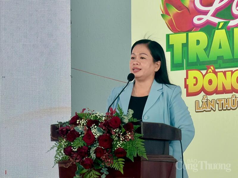 Bà Võ Phương Thủy - Giám đốc Sở Công Thương tỉnh Đồng Tháp phát biểu khai mạc hội nghị.