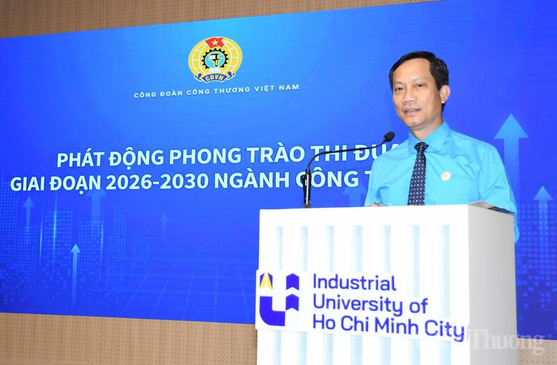 Ông Lê An Hải - Chủ tịch Công đoàn Công Thương Việt Nam phát biểu tại sự kiện. Ảnh: Thanh Minh.