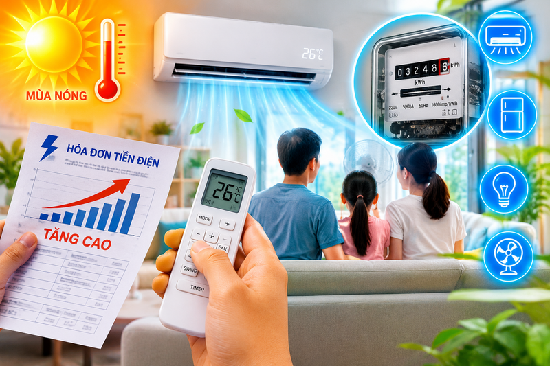 Hoá đơn tiền điện mùa hè tăng do nhiều nguyên nhân. Ảnh minh hoạ