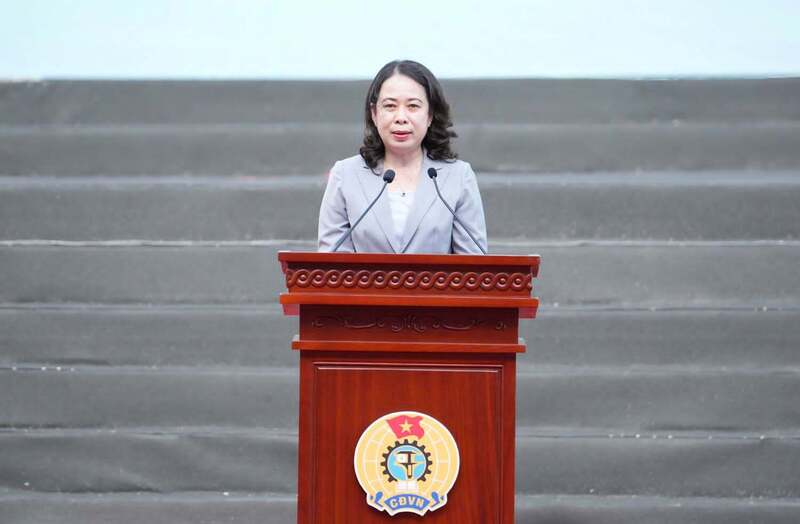 Đồng chí Võ Thị Ánh Xuân, Bí thư Trung ương Đảng, Phó Chủ tịch nước, Phó Chủ tịch thứ nhất Hội đồng Thi đua Khen thưởng Trung ương phát biểu tại lễ phát động. Ảnh: Hữu Chánh