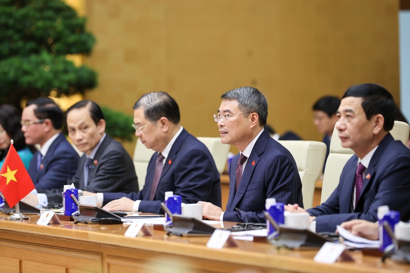Thủ tướng Chính phủ Lê Minh Hưng đề nghị Thái Lan tiếp tục tạo điều kiện thuận lợi cho cộng đồng người Việt Nam sinh sống, học tập và làm việc ổn định tại Thái Lan. - Ảnh: VGP/Nhật Bắc