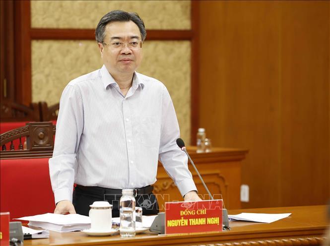 Đồng chí Nguyễn Thanh Nghị, Ủy viên Bộ Chính trị, Bí thư Trung ương Đảng, Trưởng Ban Chính sách, chiến lược Trung ương phát biểu. Ảnh: Thống Nhất/TTXVN