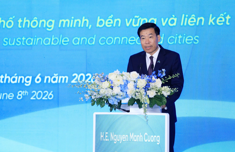 Thứ trưởng Bộ Ngoại giao Nguyễn Mạnh Cường phát biểu tại hội nghị. Ảnh: HN