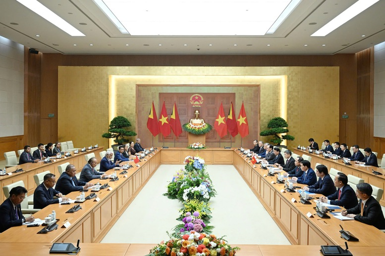 Thủ tướng Chính phủ Lê Minh Hưng hội đàm với Thủ tướng Timor-Leste Kay Rala Xanana Gusmão - Ảnh: VGP/Nhật Bắc