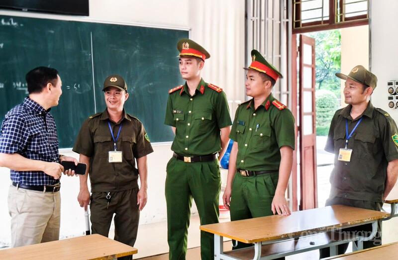 Công an Thanh Hoá tổ chức rà soát kiểm tra công tác bảo đảm ANTT tại điểm thi trên địa bàn tỉnh.  Ảnh: : Sở GD&ĐT Thanh Hóa