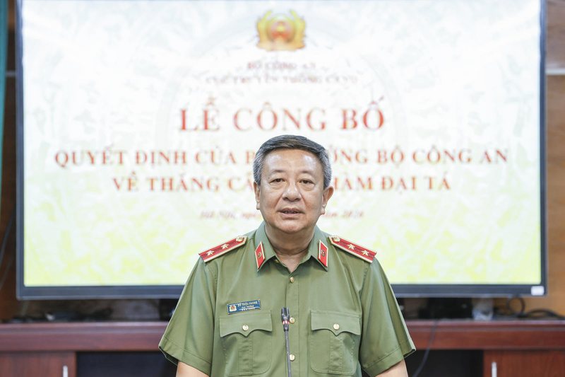 Trung tướng Đỗ Triệu Phong, Cục trưởng Cục Truyền thông CAND phát biểu tại buổi Lễ. Ảnh: Quang Vinh.