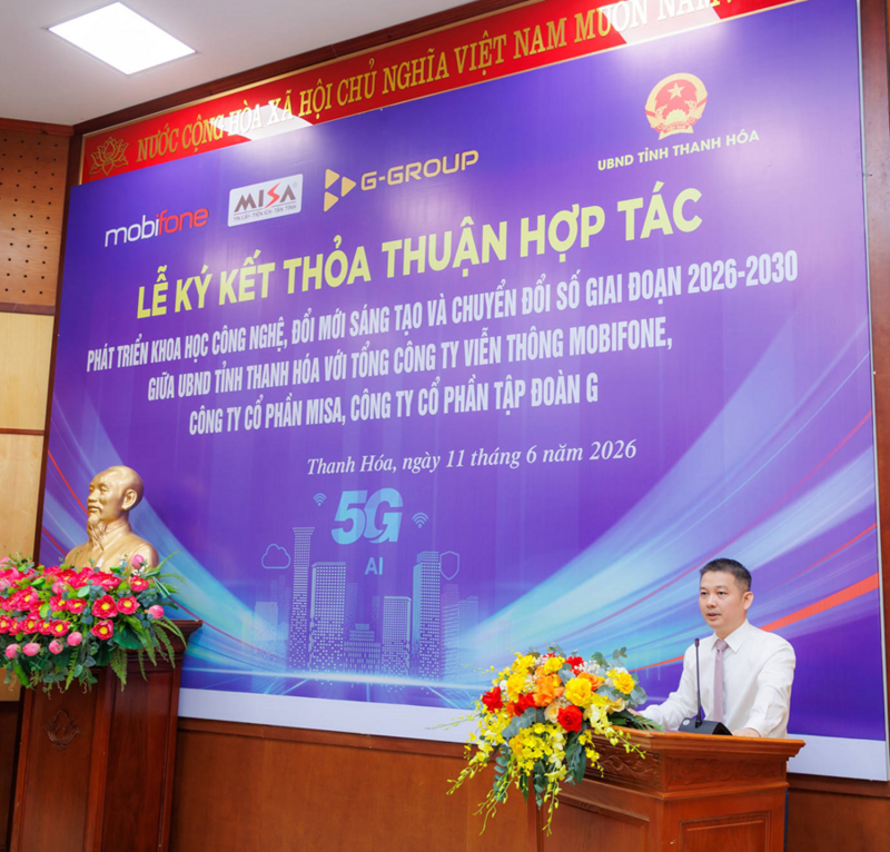 Ông Nguyễn Bá Đức - Tổng Giám đốc Tập đoàn Công nghệ G-Group phát biểu tại sự kiện.