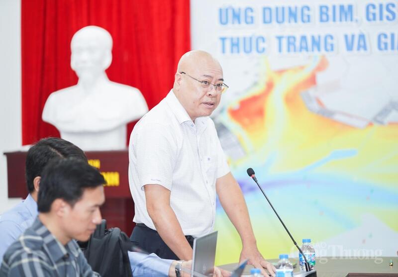 Nhà báo Nguyễn Thái Bình,Tổng Biên tập Tạp chí Xây dựng phát biểu tại hội thảo.