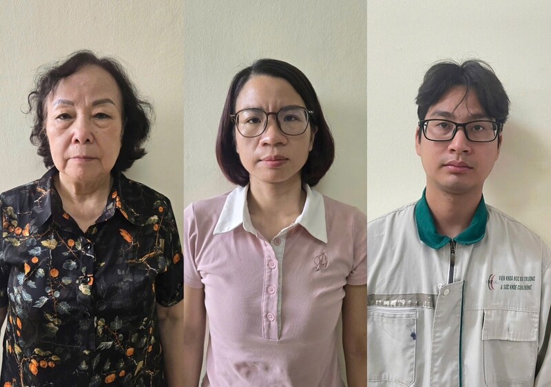 Các đối tượng: Nguyễn Thị Phương (trái), Nguyễn Thị Thuý (giữa), Vương Đắc Mạnh (phải). Ảnh: Công an TP. Hà Nội