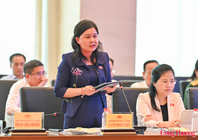 Phó Chủ nhiệm Ủy ban Pháp luật và Tư pháp Nguyễn Phương Thủy đóng góp ý kiến.