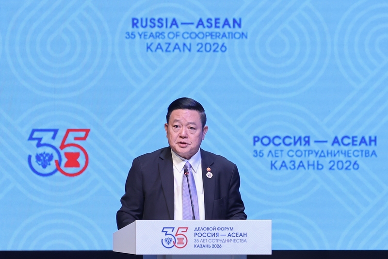 Tổng Thư ký ASEAN Kao Kim Hourn đề xuất bốn lĩnh vực các doanh nghiệp ASEAN và Nga cần tập trung khai thác thời gian tới - Ảnh: VGP/Nhật Bắc