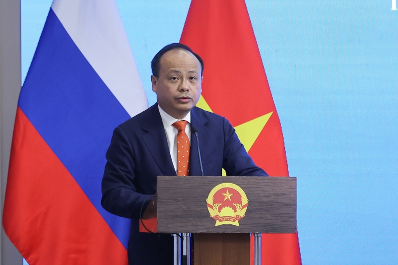 Đại diện cộng đồng người Việt Nam đang sinh sống, học tập và làm việc tại Liên bang Nga phát biểu - Ảnh: VGP/Nhật Bắc