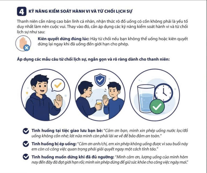 Tài liệu do VBA và Trung tâm Truyền thông - Giáo dục sức khỏe Trung ương biên soạn nhằm cung cấp thông tin ngắn gọn, thiết thực, góp phần nâng cao kiến thức và kỹ năng truyền thông về phòng, chống lạm dụng, giảm thiểu tác hại của việc lạm dụng đồ uống có cồn cho thanh niên năm 2026. Ảnh: NH