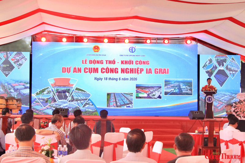 Lễ động thổ, khởi công Cụm công nghiệp Ia Grai tại xã Ia Hrung, tỉnh Gia Lai. Ảnh: Hiền Mai