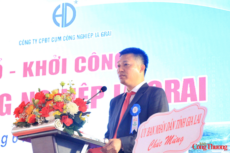 Đại diện Công ty Cổ phần Đầu tư Cụm công nghiệp Ia Grai cam kết tập trung mọi nguồn lực để triển khai dự án đúng tiến độ. Ảnh: Hiền Mai