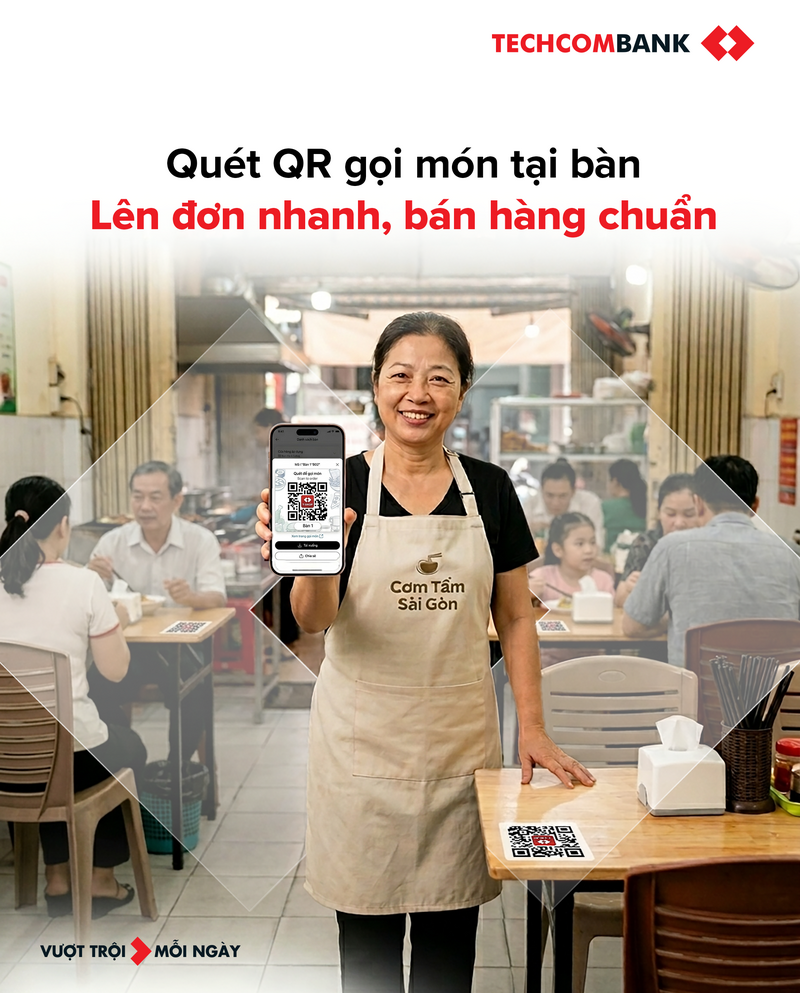 Techcombank tiếp tục bổ sung các tính năng mới trên T-Shop như “Gọi món qua QR”
