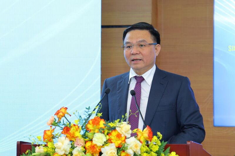 Bộ trưởng Bộ Công Thương Lê Mạnh Hùng phát biểu tại lễ ký