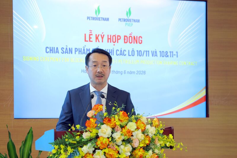 Tổng giám đốc PVEP Nguyễn Thiện Bảo phát biểu tại lễ ký