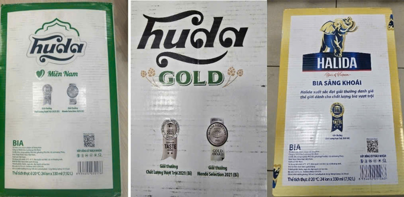 Hình ảnh bao bì các sản phẩm vi phạm. Ảnh: VICOPRO