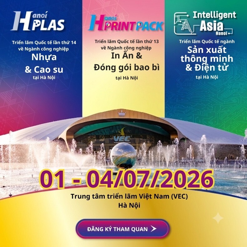 HanoiPlas 2026, HanoiPrintPack 2026 và Intelligent Asia Hanoi 2026 sẽ chính thức diễn ra tại Trung tâm Triển lãm Việt Nam (VEC). Ảnh Hải Yến