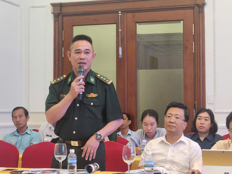 Thượng tá Nguyễn Ngọc Thế Nhân, Bộ Chỉ huy Bộ đội Biên phòng tỉnh Khánh Hoà phát biểu. Ảnh: ĐVCC