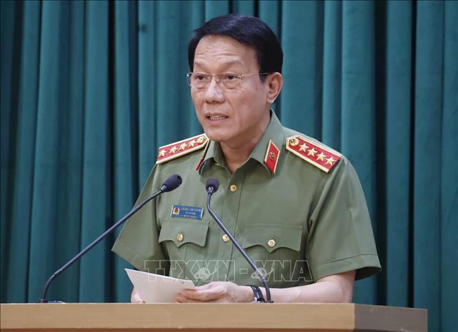 Đại tướng Lương Tam Quang, Uỷ viên Bộ Chính trị, Bí thư Đảng uỷ Công an Trung ương, Bộ trưởng Bộ trưởng Bộ Công an phát biểu khai mạc. Ảnh: Thống Nhất/TTXVN