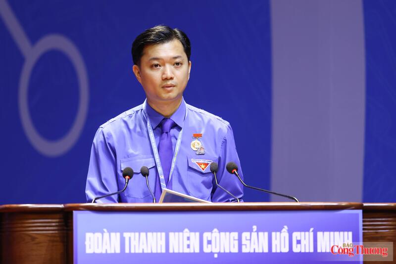 Ông Nguyễn Minh Triết - Ủy viên dự khuyết Ban Chấp hành Trung ương Đảng, Bí thư Thường trực Ban Chấp hành Trung ương Đoàn, Chủ tịch Trung ương Hội Sinh viên Việt Nam phát biểu tại đại hội - Ảnh: Quang Vinh