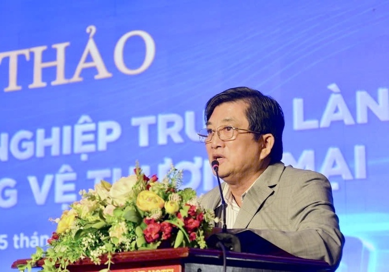 Ông Phạm Hoàng Lâm - Chủ tịch HĐQT Công ty cổ phần Lam Rice Group, thảo luận tại hội thảo. Ảnh: Phạm Hải.