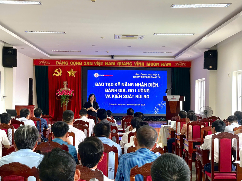 Toàn cảnh chương trình đào tạo kỹ năng nhận diện, đánh giá, đo lường và kiểm soát rủi ro tại Công ty Thủy điện Quảng Trị năm 2026. Ảnh: Hồng Hải