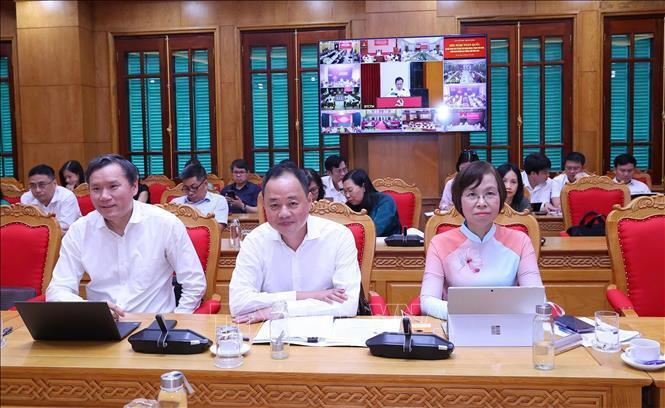 Điểm cầu trực tuyến của Đảng uỷ các cơ quan Đảng Trung ương. Ảnh: Văn Điệp/TTXVN