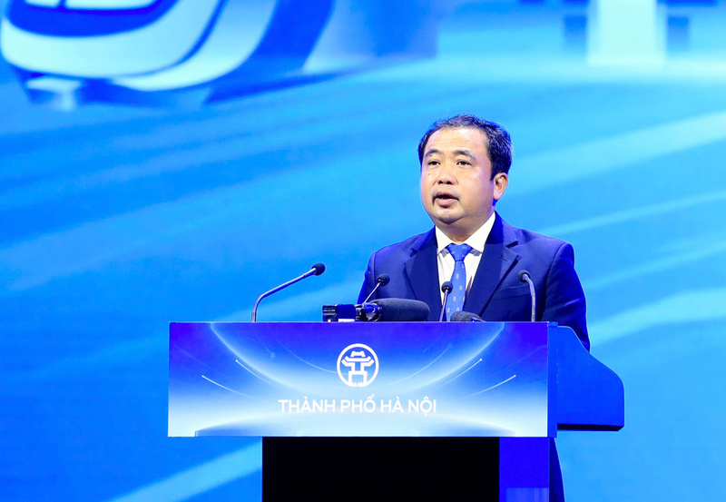 Bí thư Thành ủy Hà Nội Trần Đức Thắng phát biểu tại hội nghị