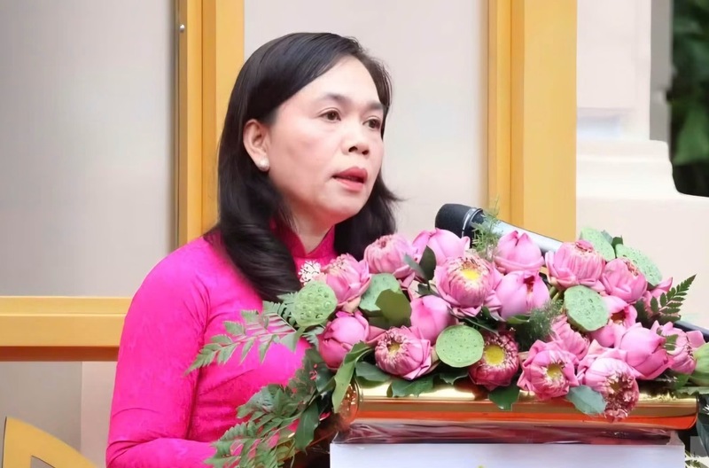 Bà Nguyễn Thanh Xuân, Thành ủy viên, Phó Bí thư Đảng ủy UBND TP. Hồ Chí Minh phát biểu tại buổi lễ. Ảnh: Đảng bộ UBND TP. Hồ Chí Minh