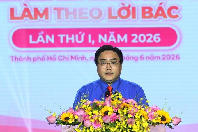 Bí thư Thành Đoàn TP. Hồ Chí Minh Ngô Minh Hải phát biểu tại buổi lễ. Ảnh: Dũng Phương
