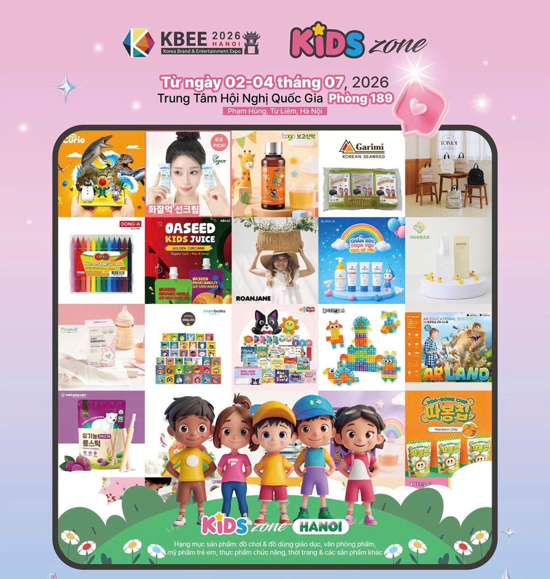 KIDS Zone quy tụ 18 thương hiệu Hàn Quốc.