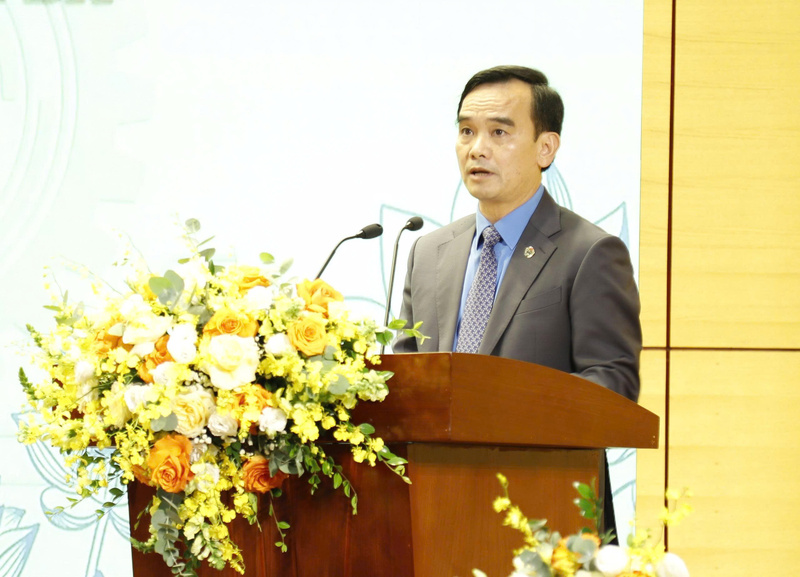 Ông Lê Thanh Xuân, Chủ tịch Công đoàn Than - Khoáng sản Việt Nam phát biểu tại lễ kỷ niệm. Ảnh: Công đoàn Than - Khoáng sản Việt Nam