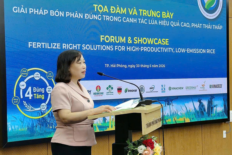 Bà Lương Thị Kiểm, Phó Giám đốc Sở Nông nghiệp và Môi trường TP. Hải Phòng phát biểu tại Tọa đàm. Ảnh: Bảo Thắng
