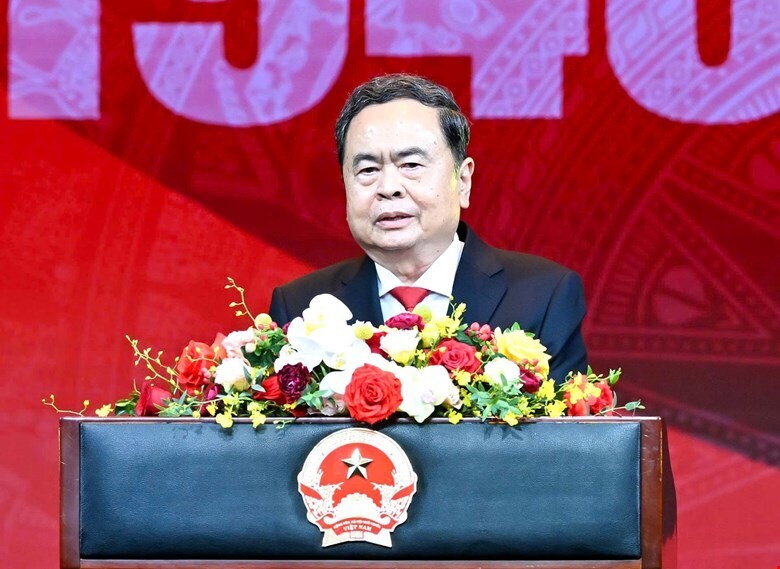 Chủ tịch Quốc hội Trần Thanh Mẫn phát biểu tại Lễ kỷ niệm 80 năm Ngày truyền thống Lực lượng An ninh đối ngoại.