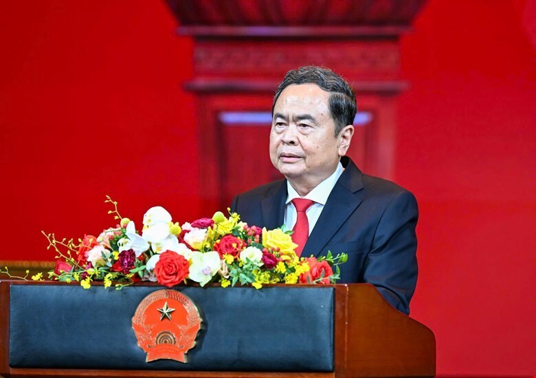 Chủ tịch Quốc hội Trần Thanh Mẫn phát biểu tại Lễ kỷ niệm 80 năm Ngày truyền thống Lực lượng An ninh đối ngoại.