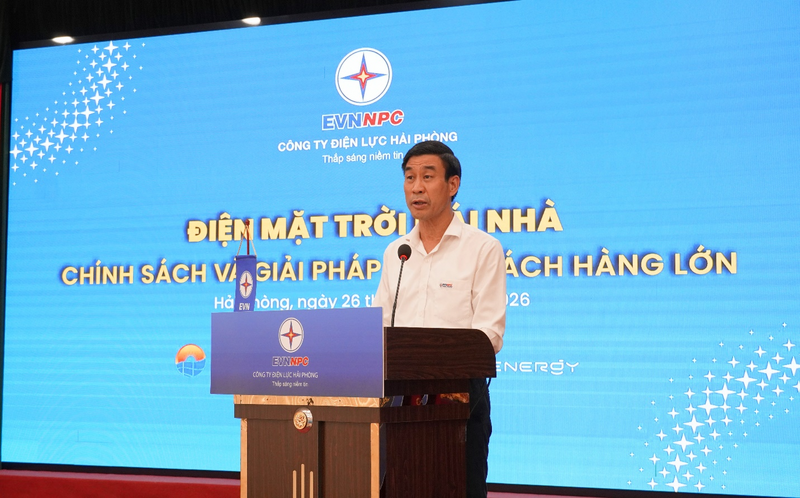 Ông Nguyễn Cao Thường - Phó Giám đốc Công ty Điện lực Hải Phòng phát biểu khai mạc chương trình Hội thảo